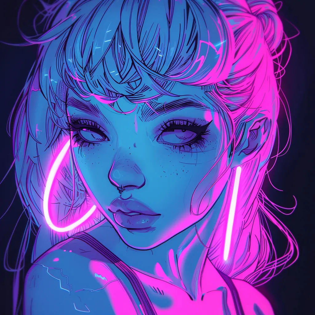 neon anime pfp neon, violet, vaporwave, pink, vent