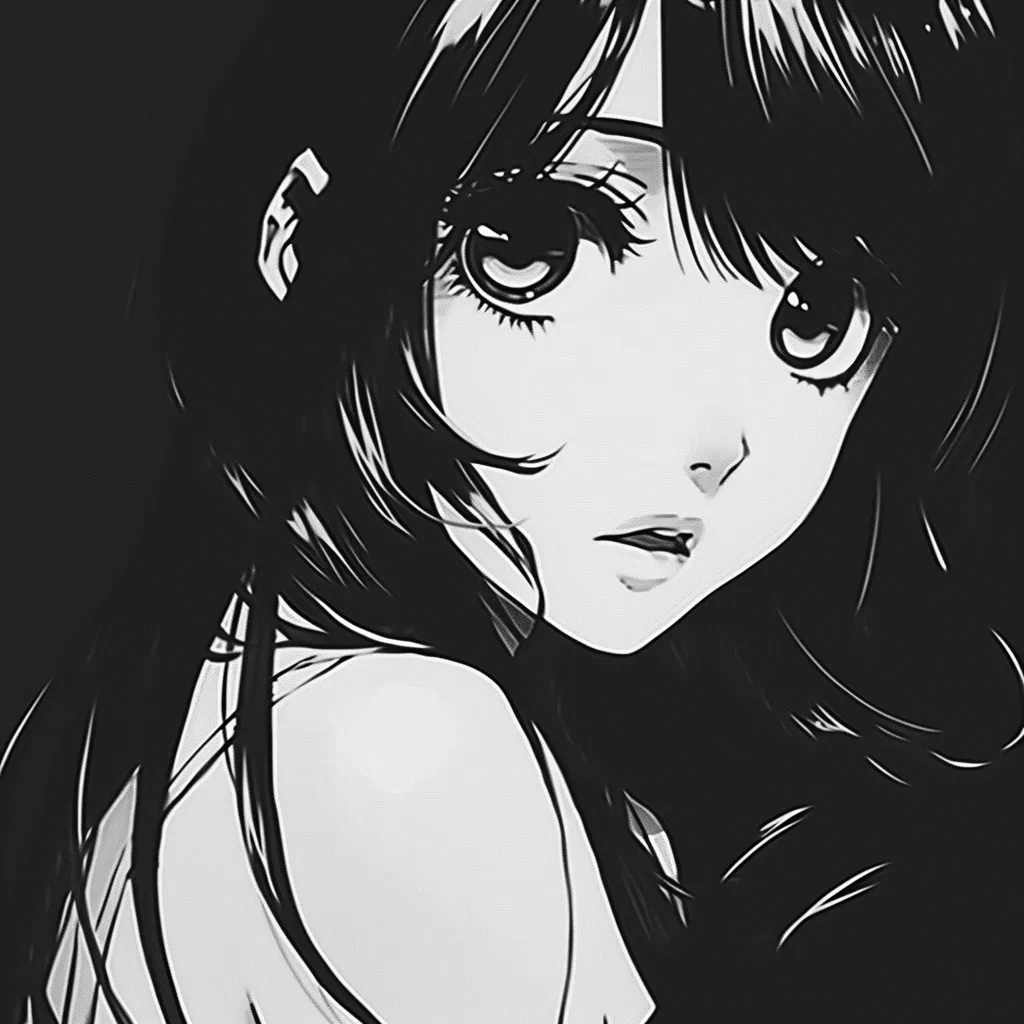 black and white anime pfp for girls