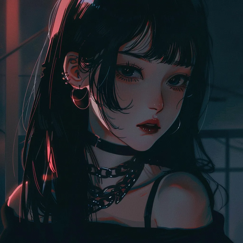 dark anime pfp girl aesthetic