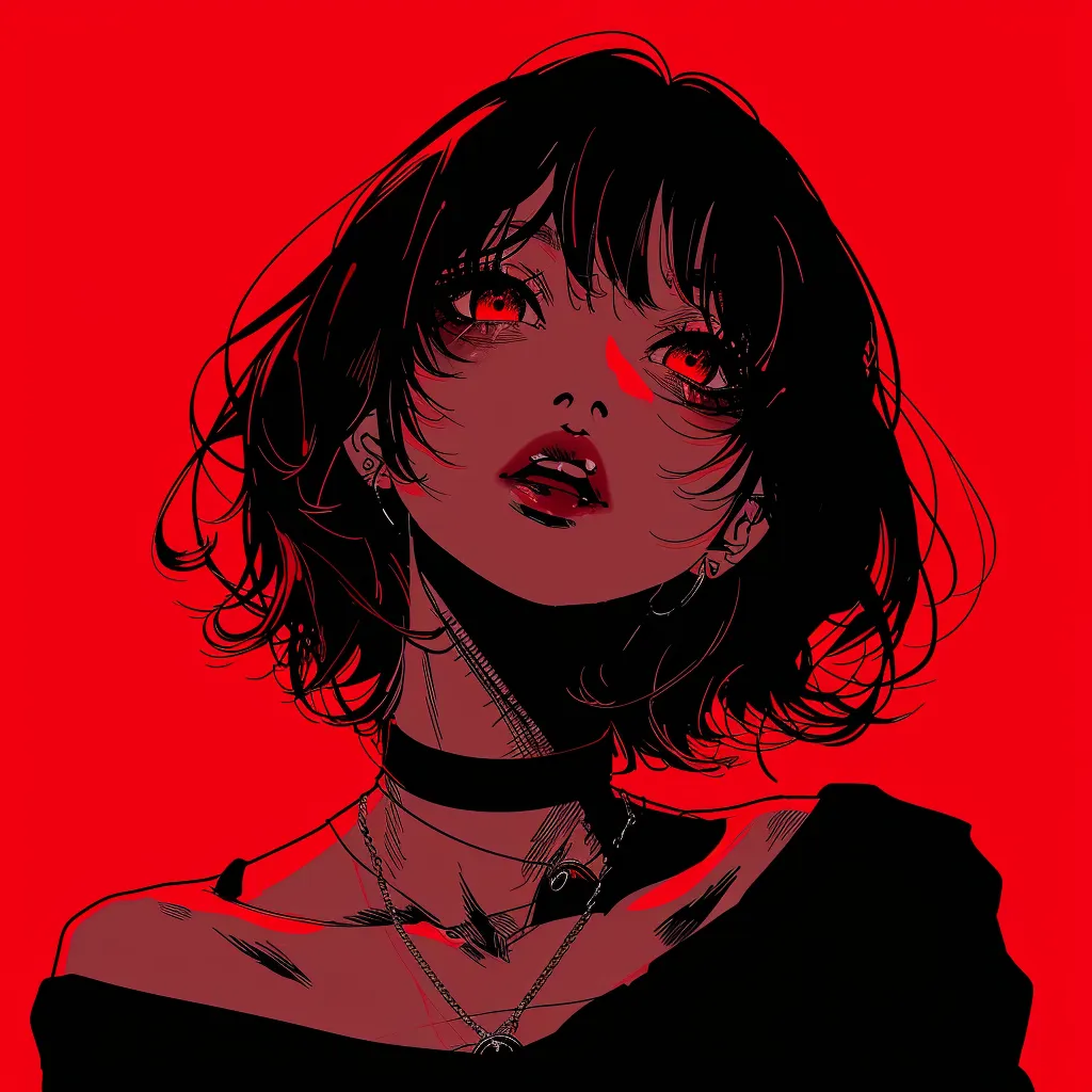 red black anime pfp