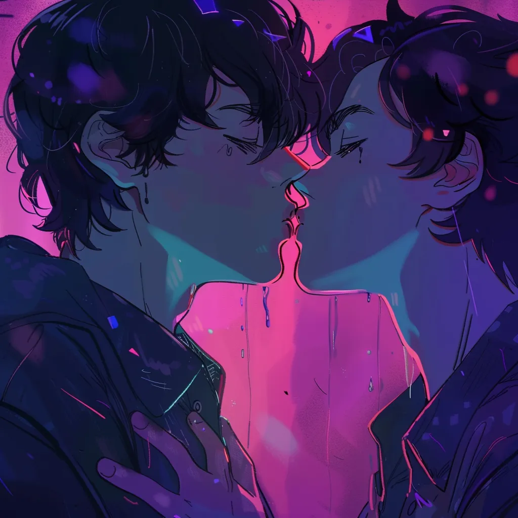 gay anime kissing pfp