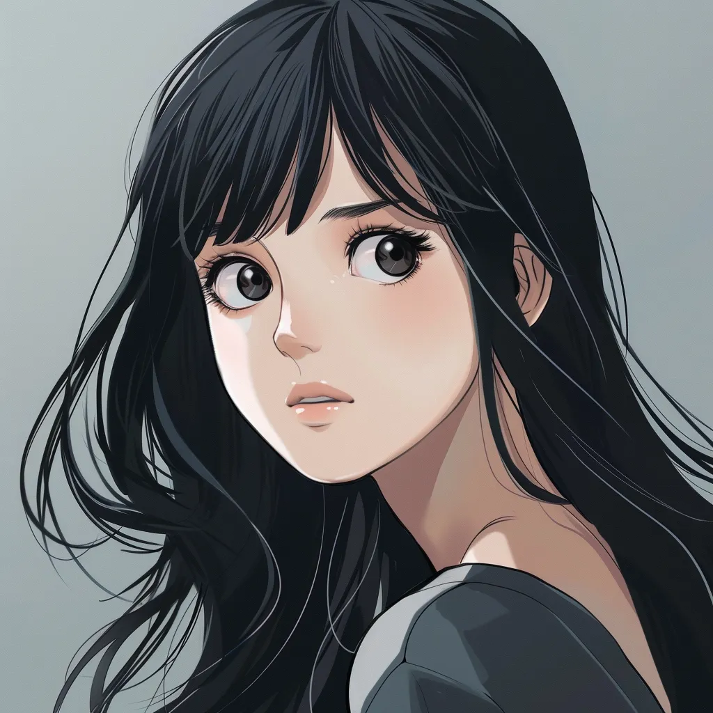 black hair pfp girl