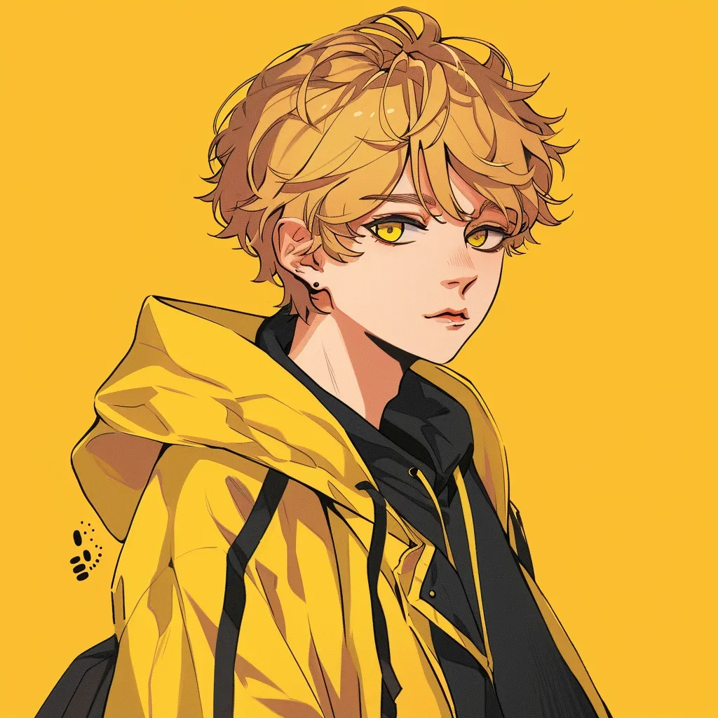 yellow anime pfp yellow, haikyuu, hoodie, shinobu, marin