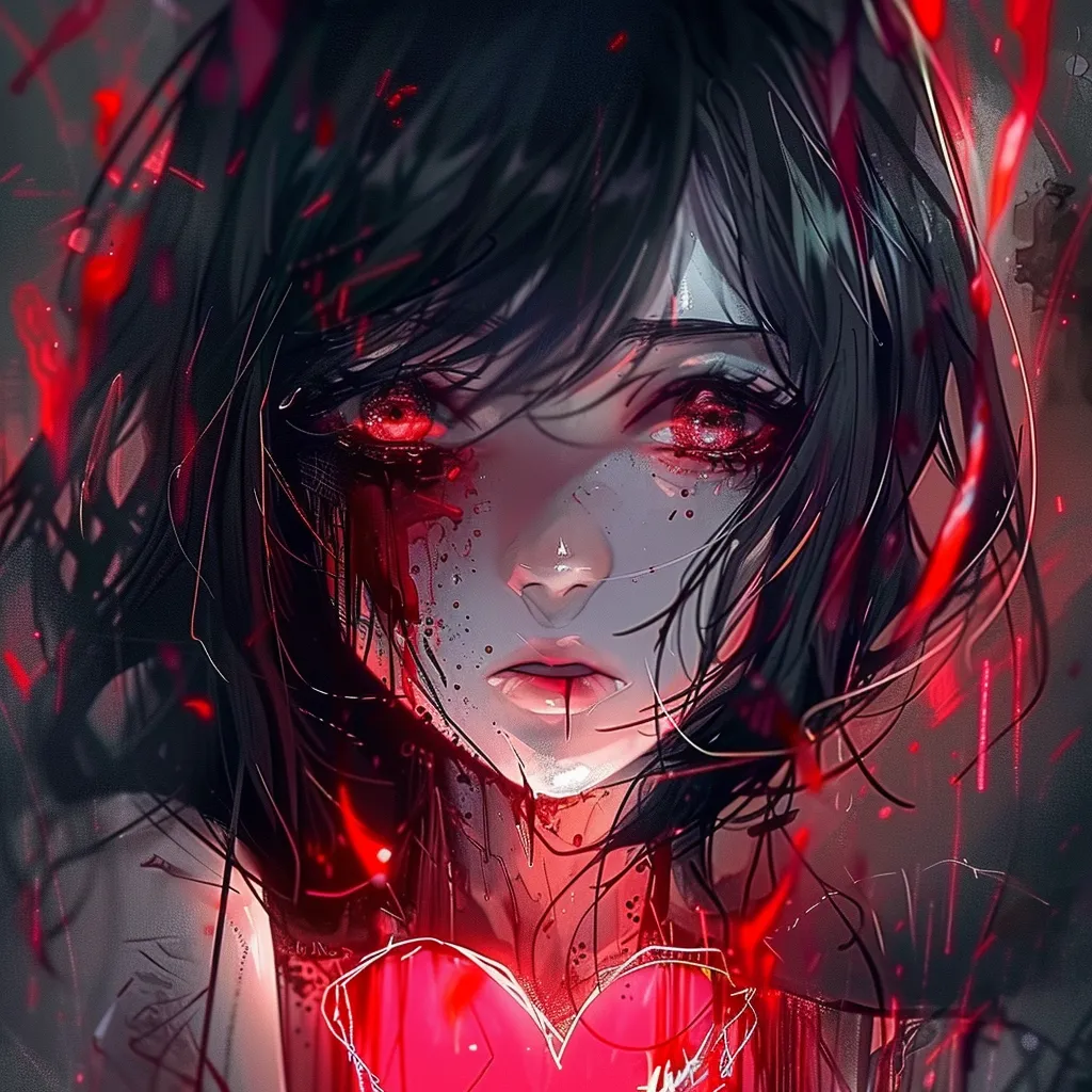 broken anime pfp yandere, kuromi, heart, shattered, sharingan