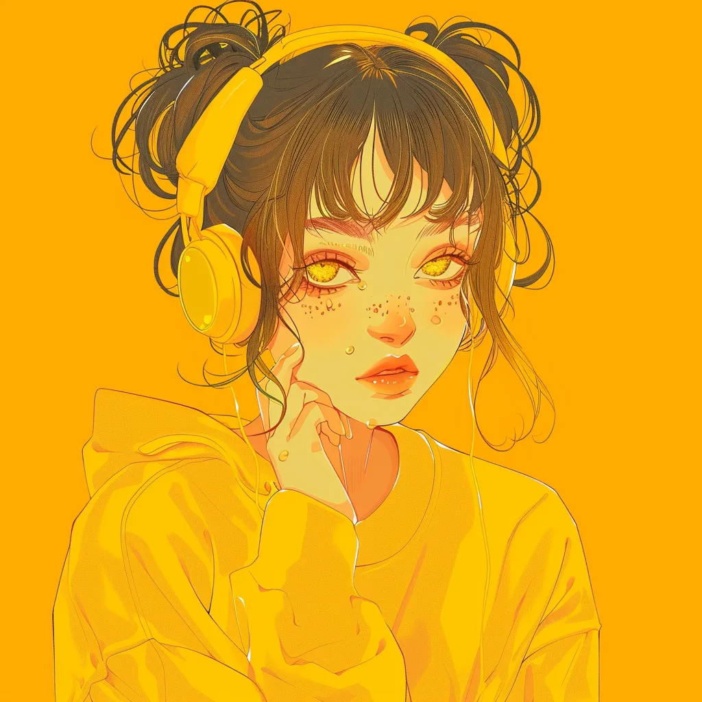 yellow anime pfp yellow, neon, study, girl, xiao