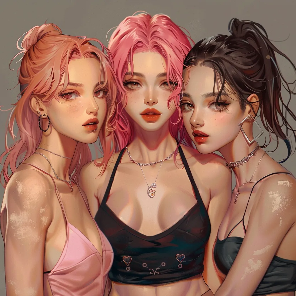 trio anime pfp trio, girls, zepeto, pink, kpop