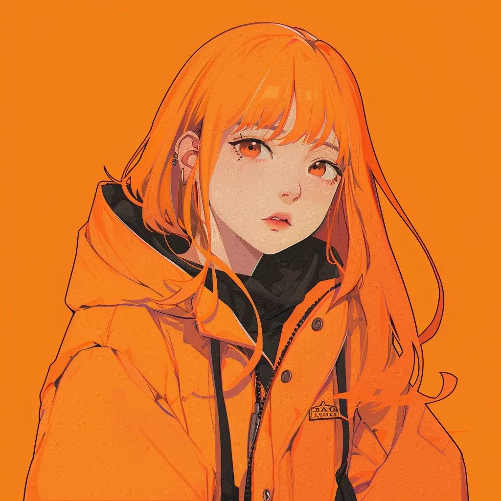 orange anime pfp orange, hoodie, orihime, lisa, neon