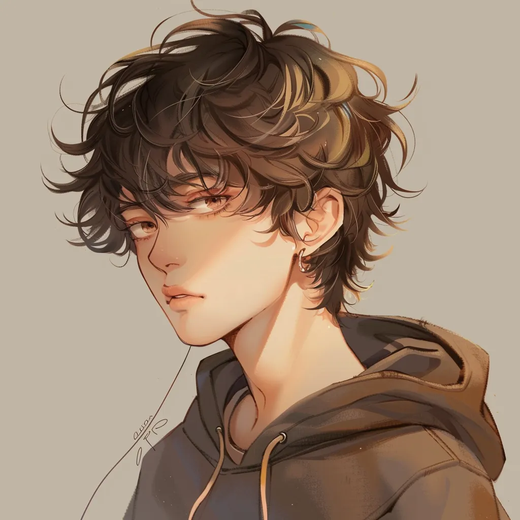 guy anime pfp study, hoodie, hair, stray, tired