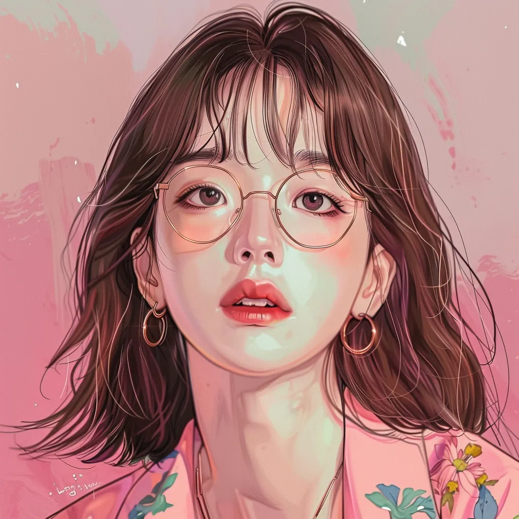 korean anime pfp pink, study, xiao, glasses, sakura