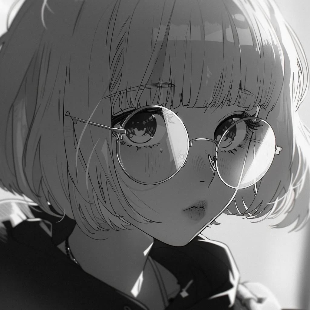 cute aesthetic anime girl pfp black and white