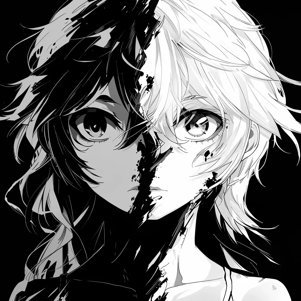 matching anime pfp black and white