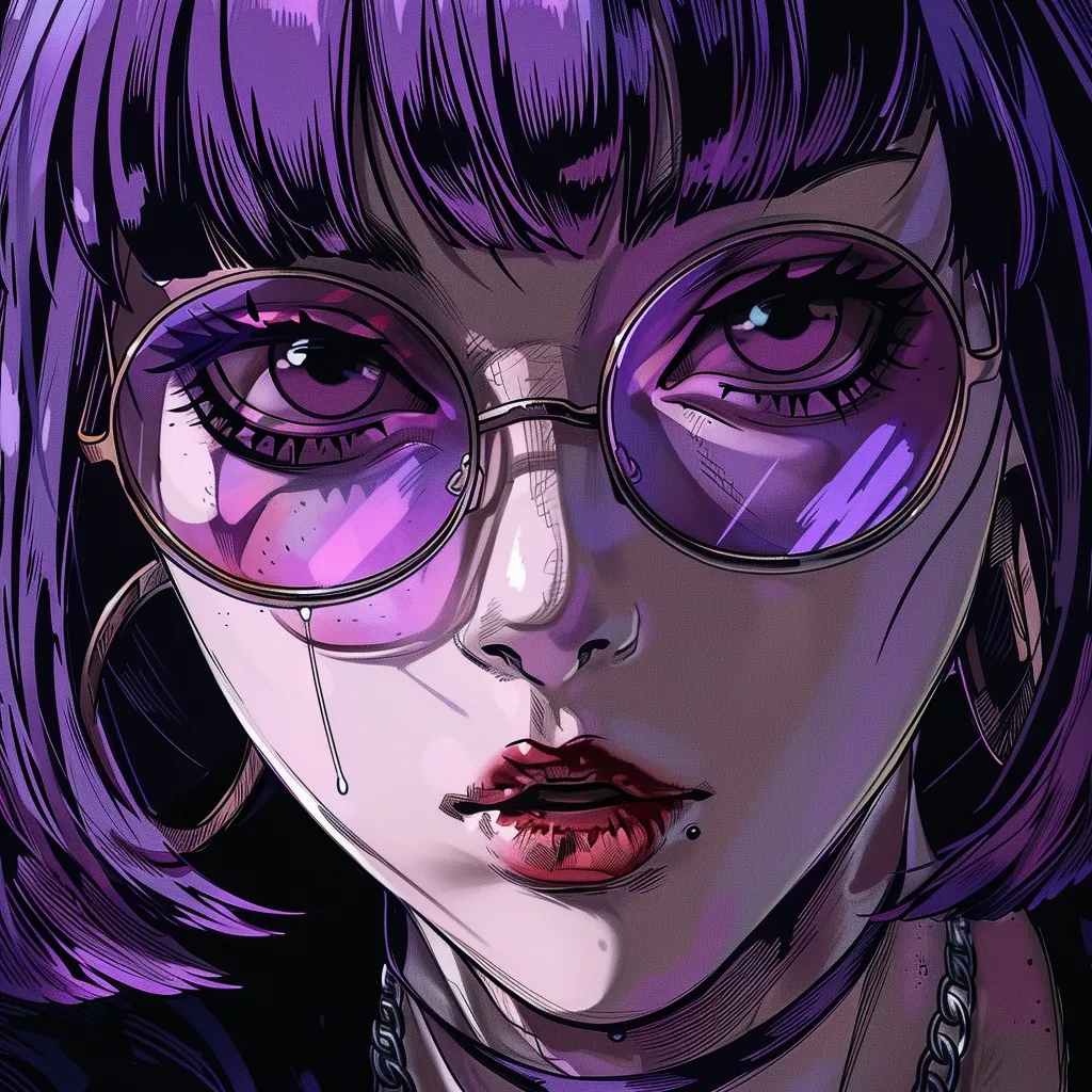 tokyo ghoul pfp manga violet, uta, junji, purple, glasses