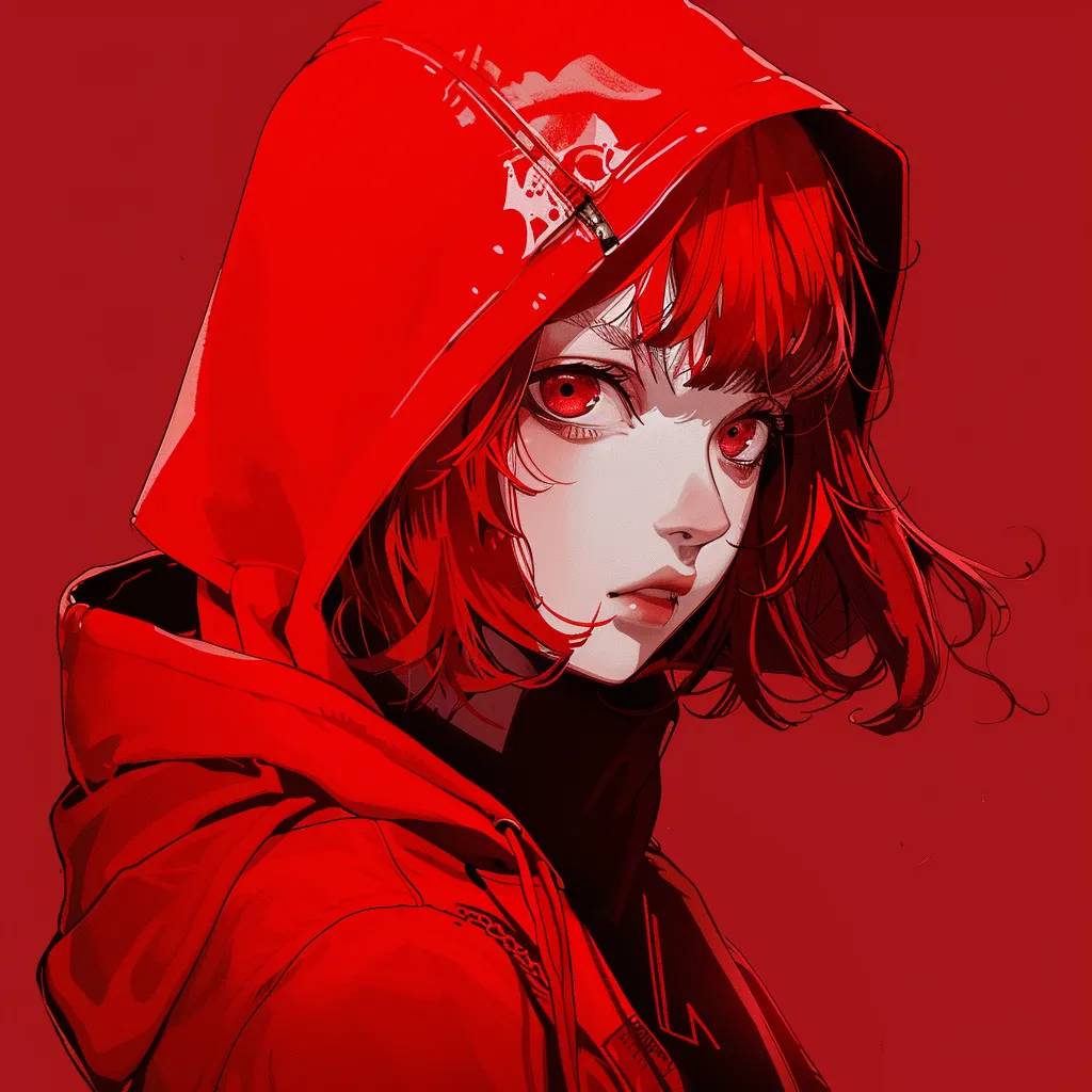 red anime pfp  red, himiko, hoodie, uta, nico