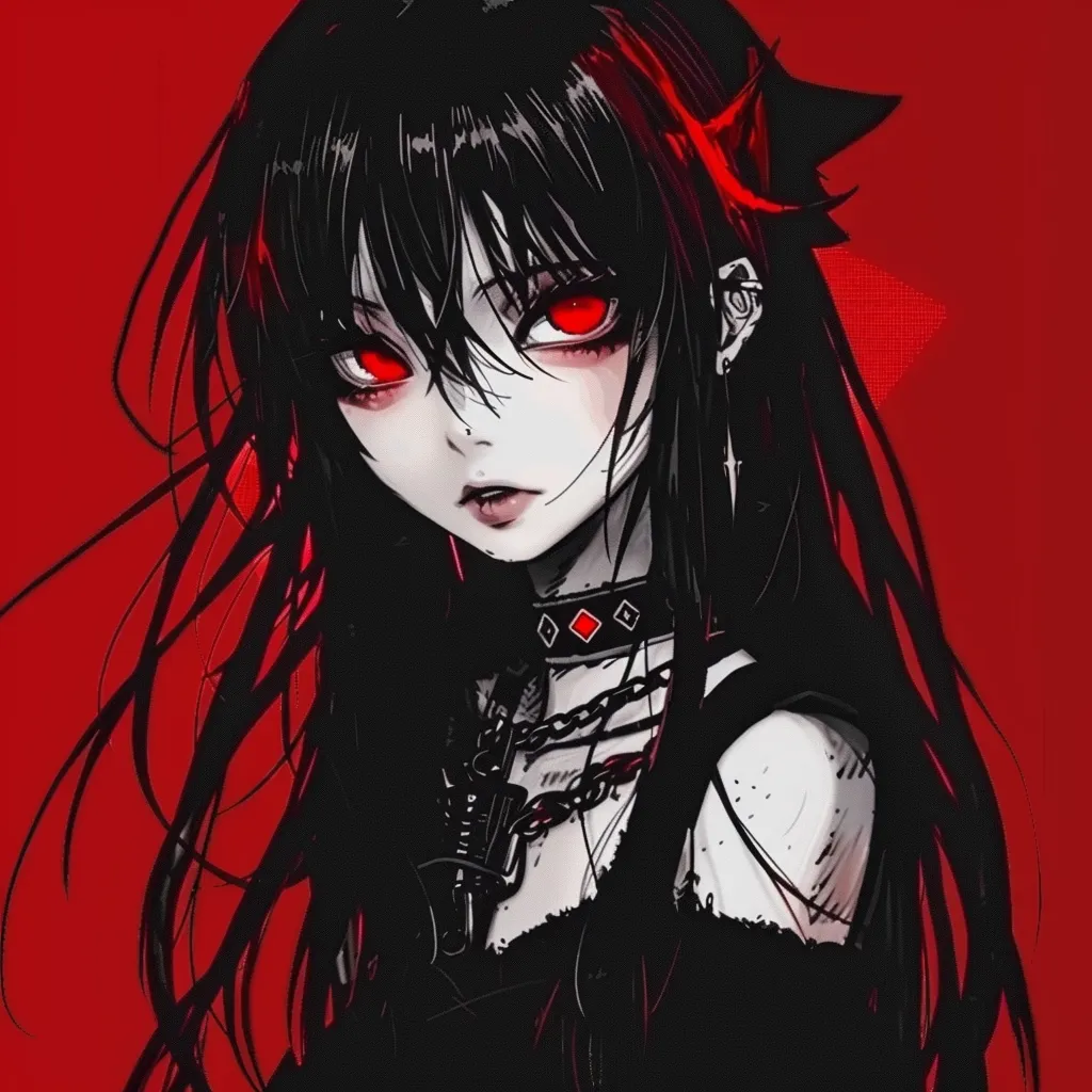 red and black anime pfp kuromi, nezuko, yandere, vampire, uta