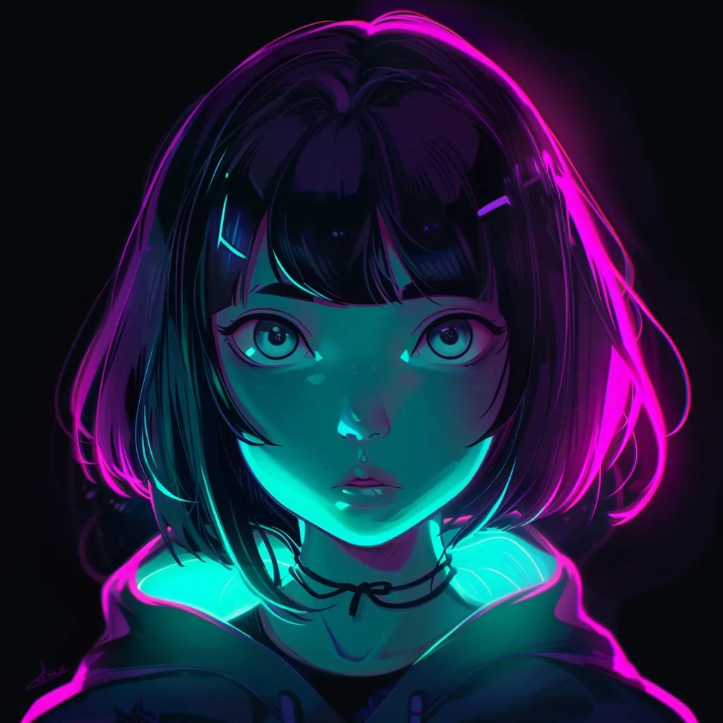 dark glowing anime pfp