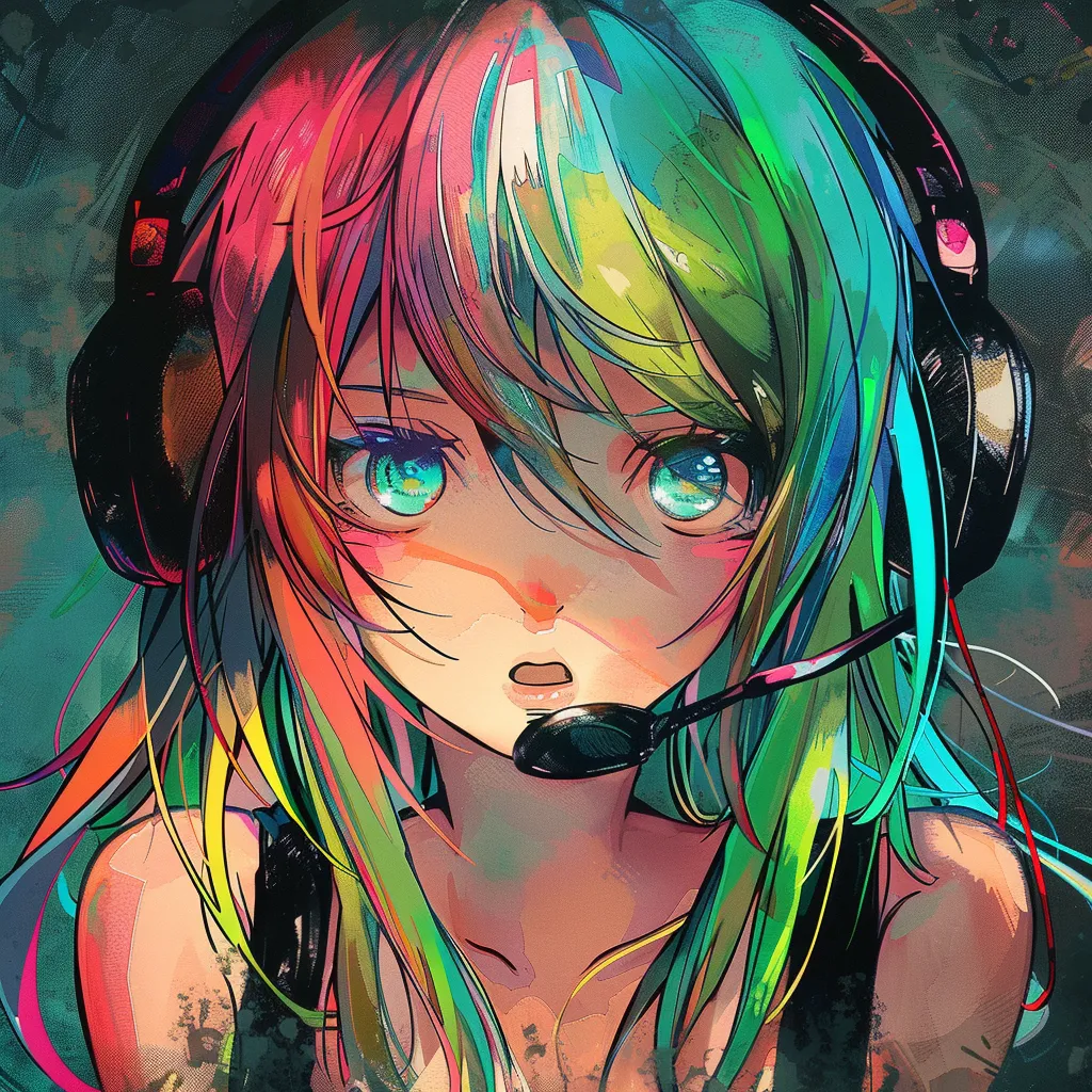 anime pfp for xbox hatsune, headphones, miku, grunge, neon