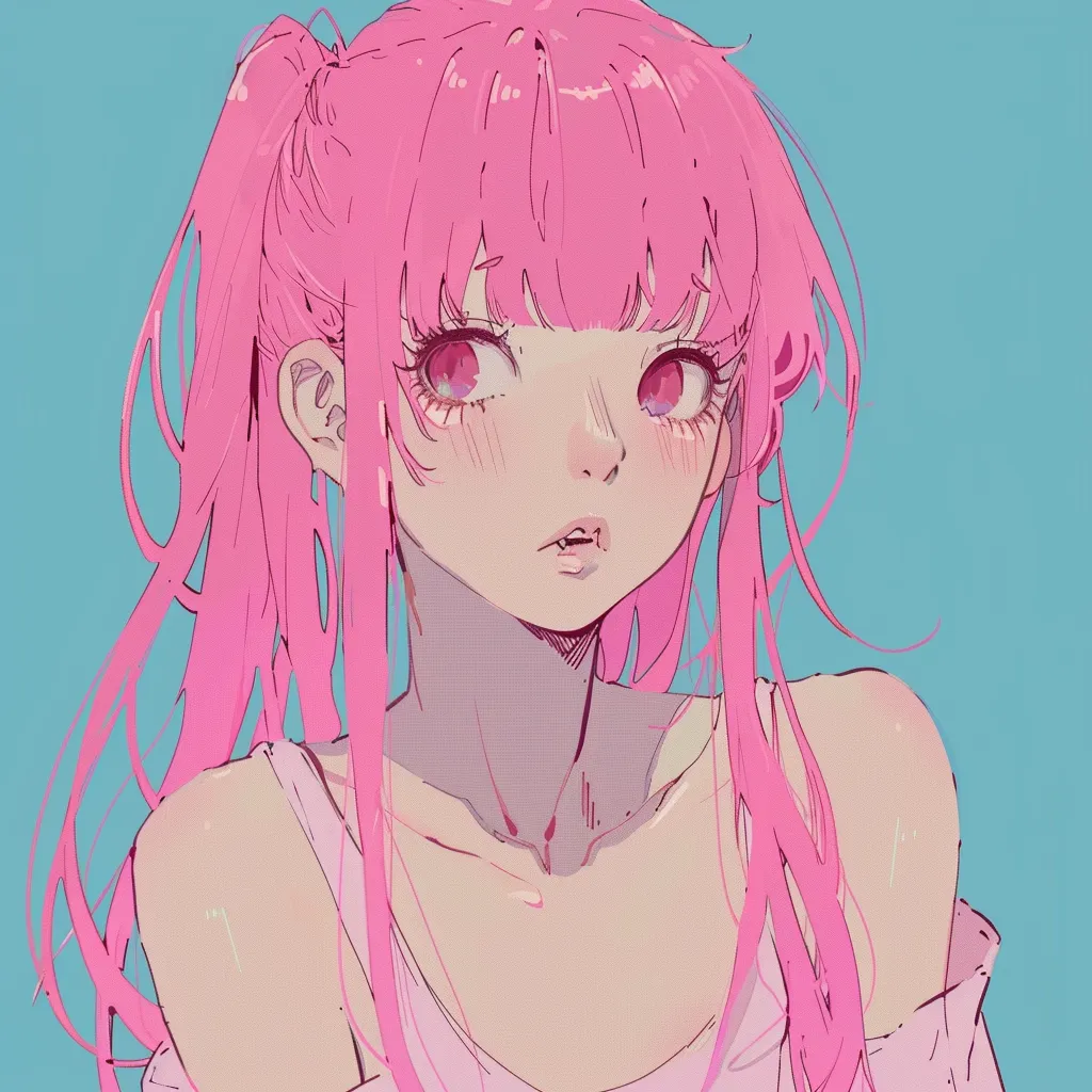 kawaii pink anime pfp pink, luka, neon, girl, study