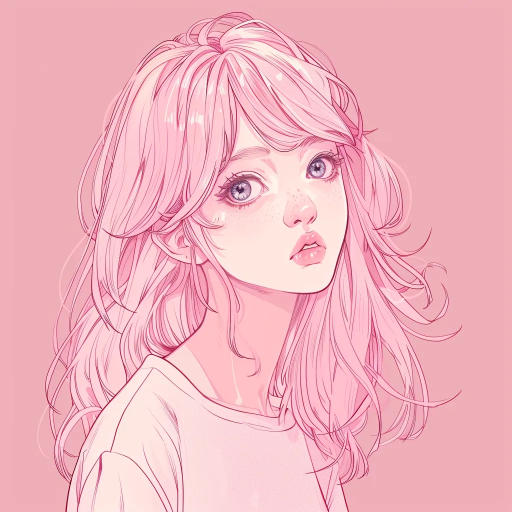 light anime pfp pink, pastel, girl, luka, marin