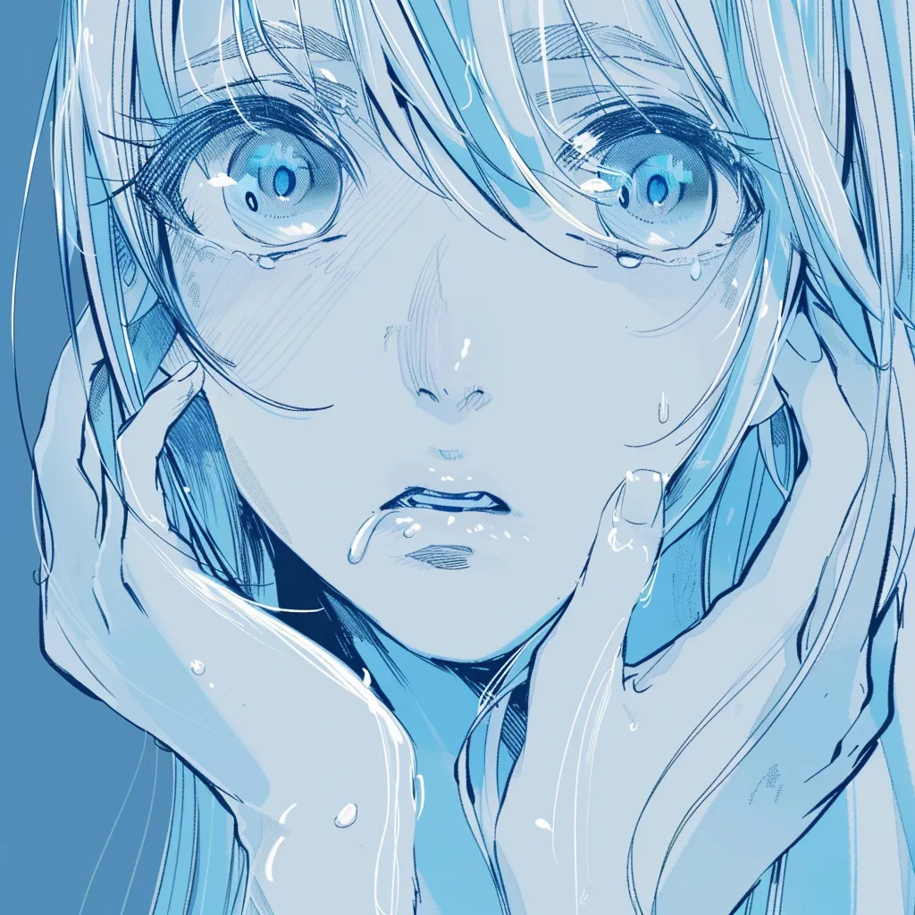 light blue anime pfp tear, blue, ice, rain, cold
