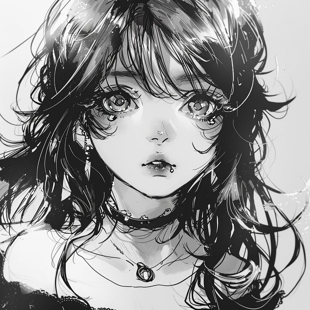 black and white anime pfps girl