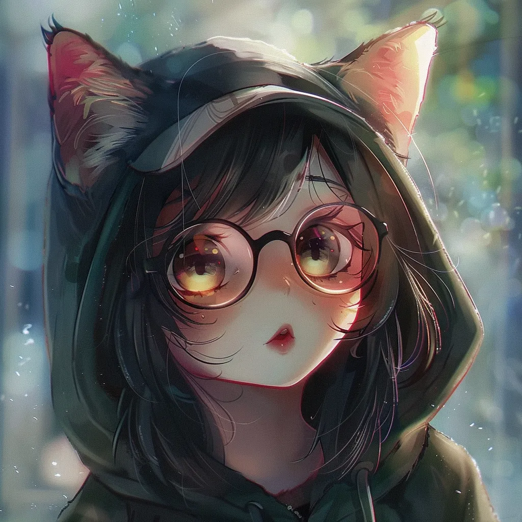 cat anime pfp glasses, hoodie, fox, miko, unknown