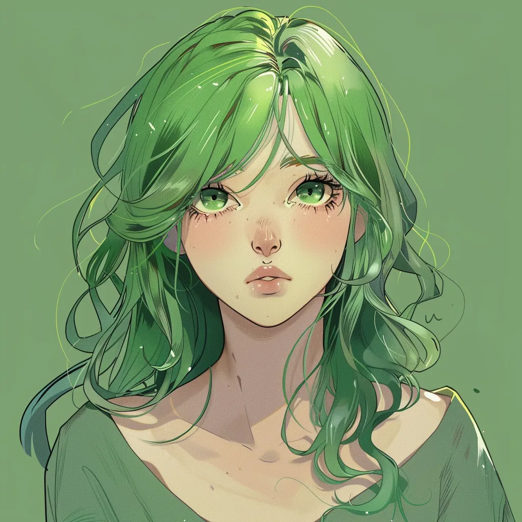 cute green anime pfp