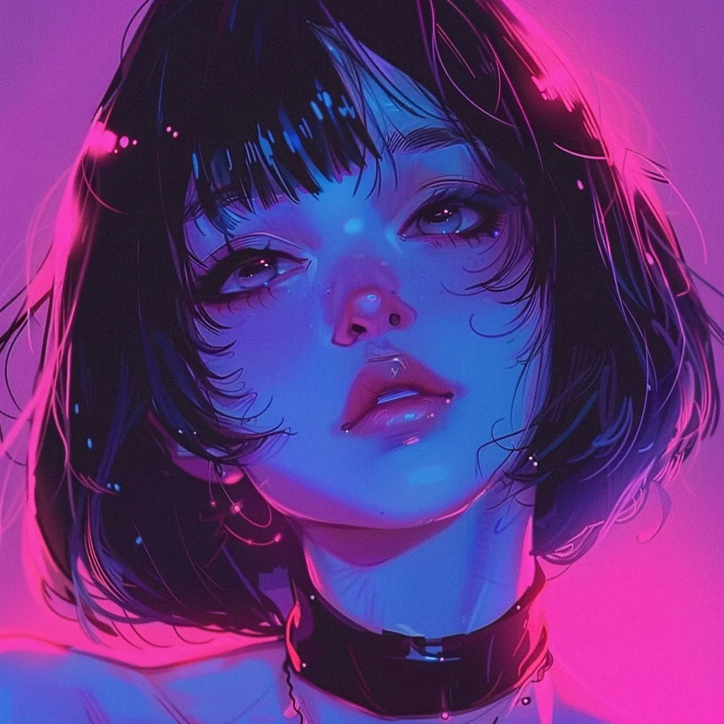 aesthetic anime drawings pinterest neon, violet, aesthetic, pink, lofi