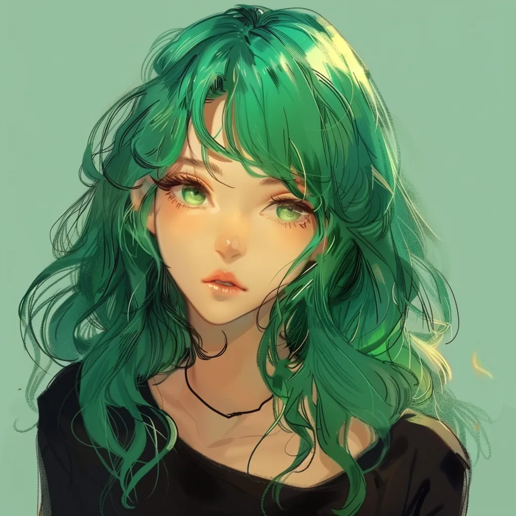 green hair anime pfp
