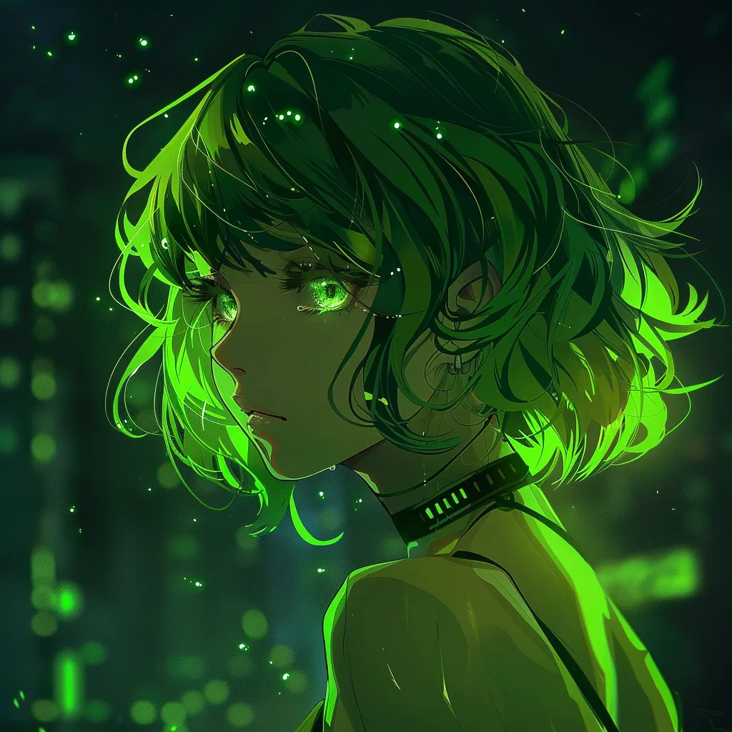 glowing green anime pfp