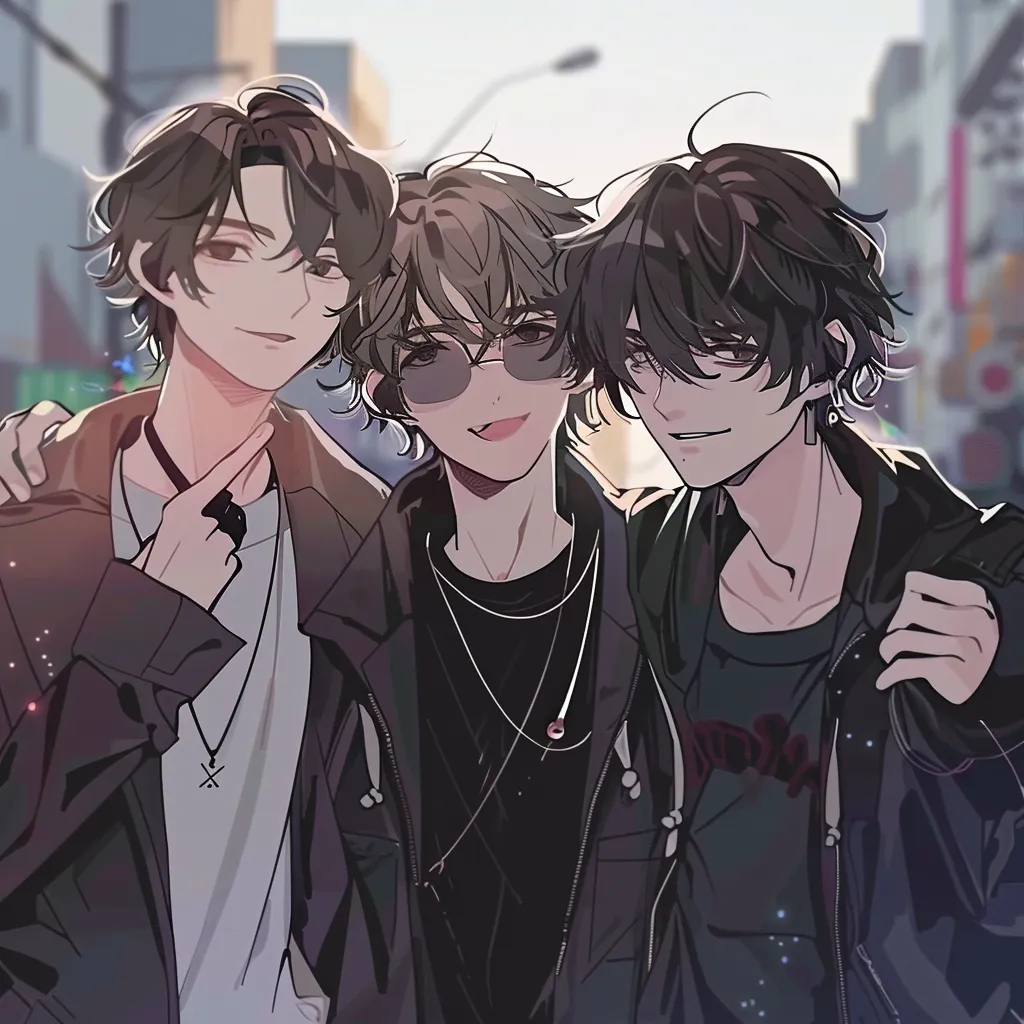 trio anime pfp trio, boys, stray, they, goth
