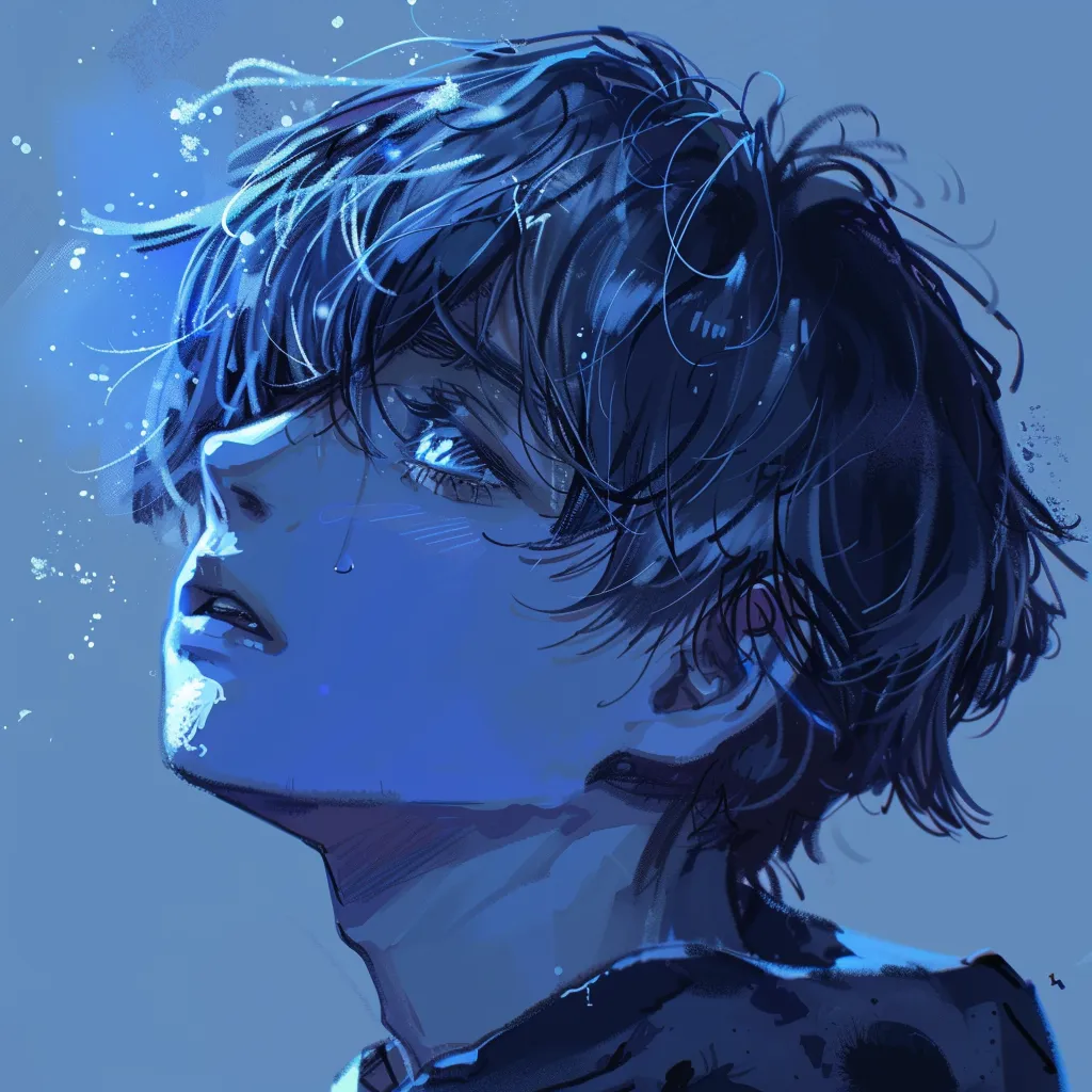 blue anime pfp  boy