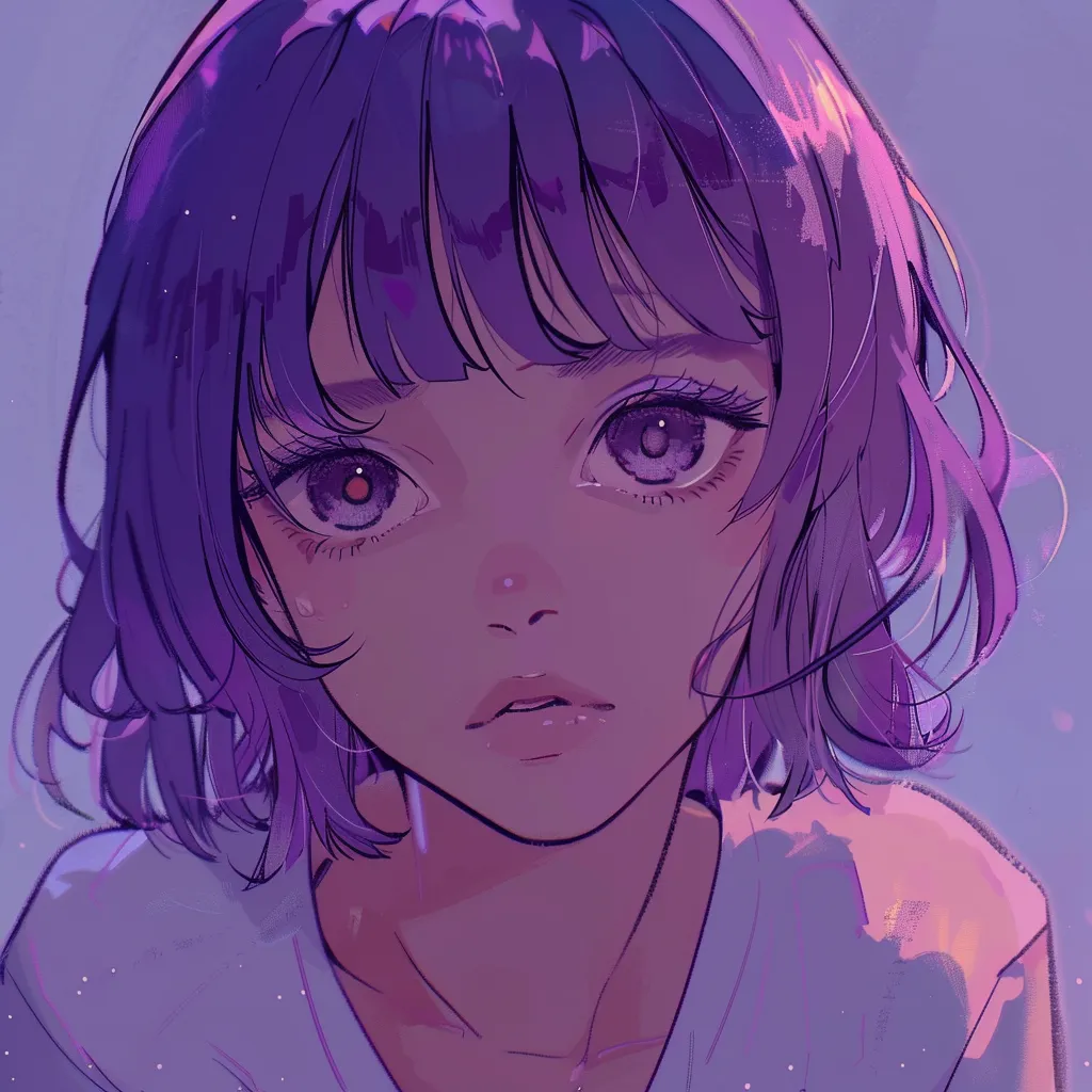 animated anime pfp violet, lofi, tear, study, omori