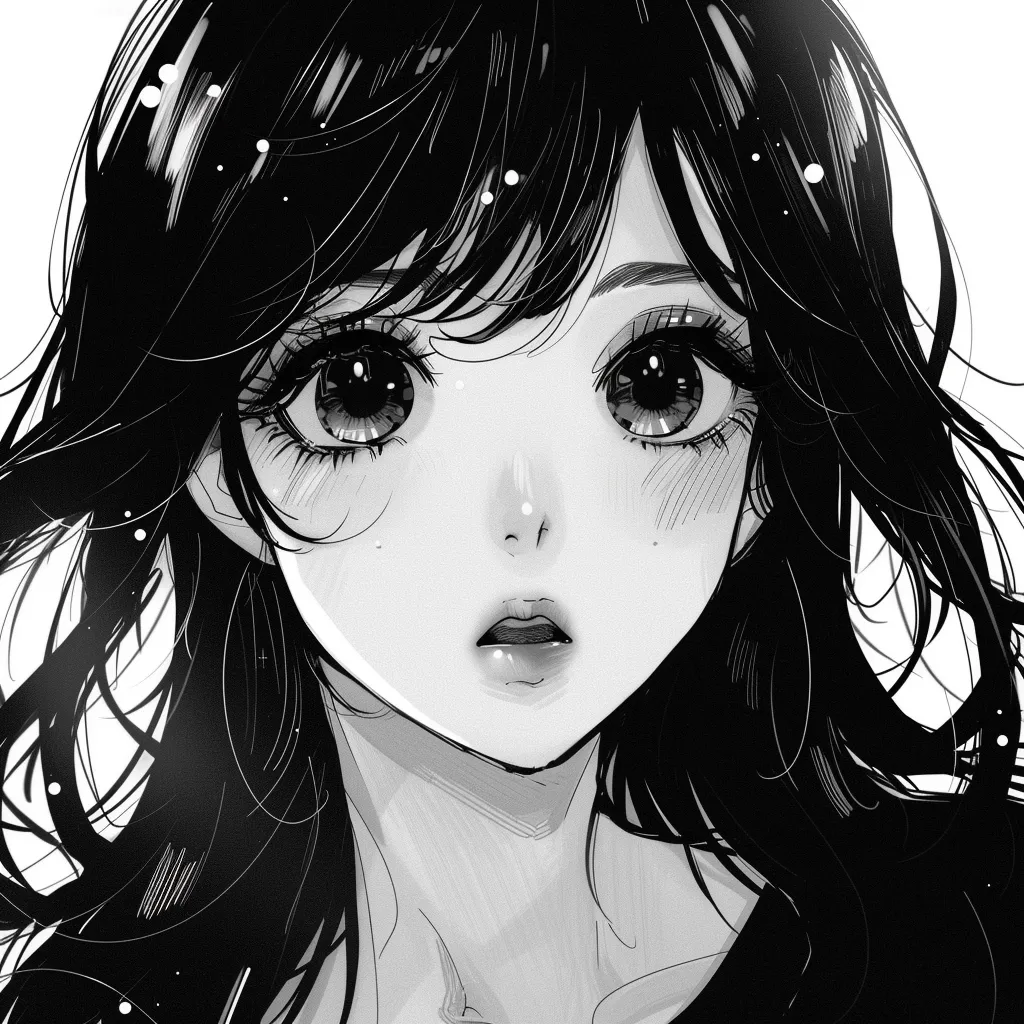 cute anime girl black and white pfp
