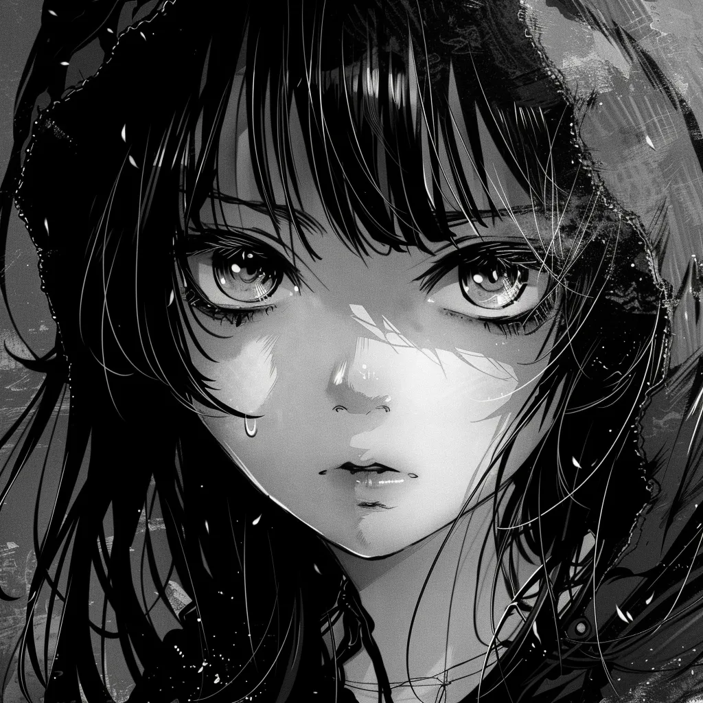 cool anime pfp black and white