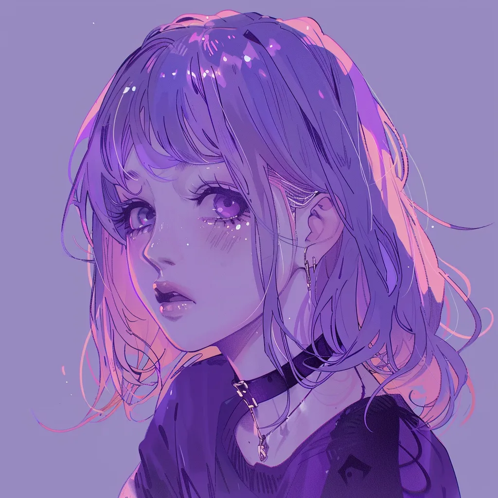 aesthetic anime pfp purple