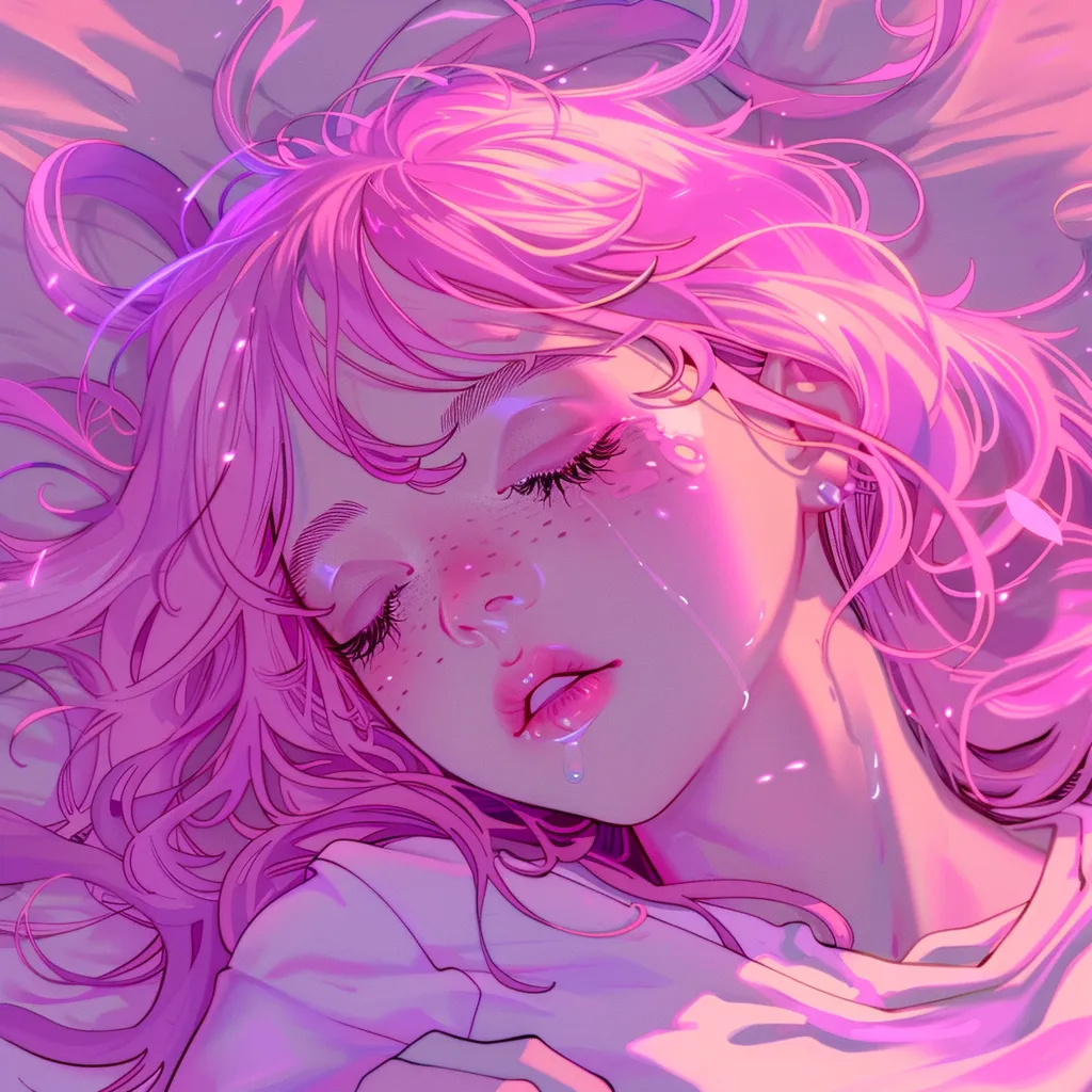 tired anime pfp tear, pink, tired, pastel, violet