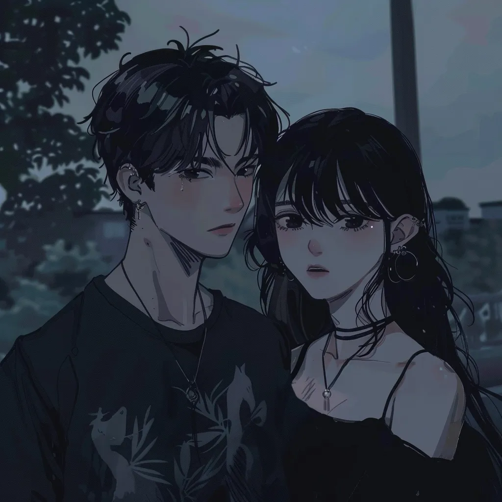 dark aesthetic anime pfp couple