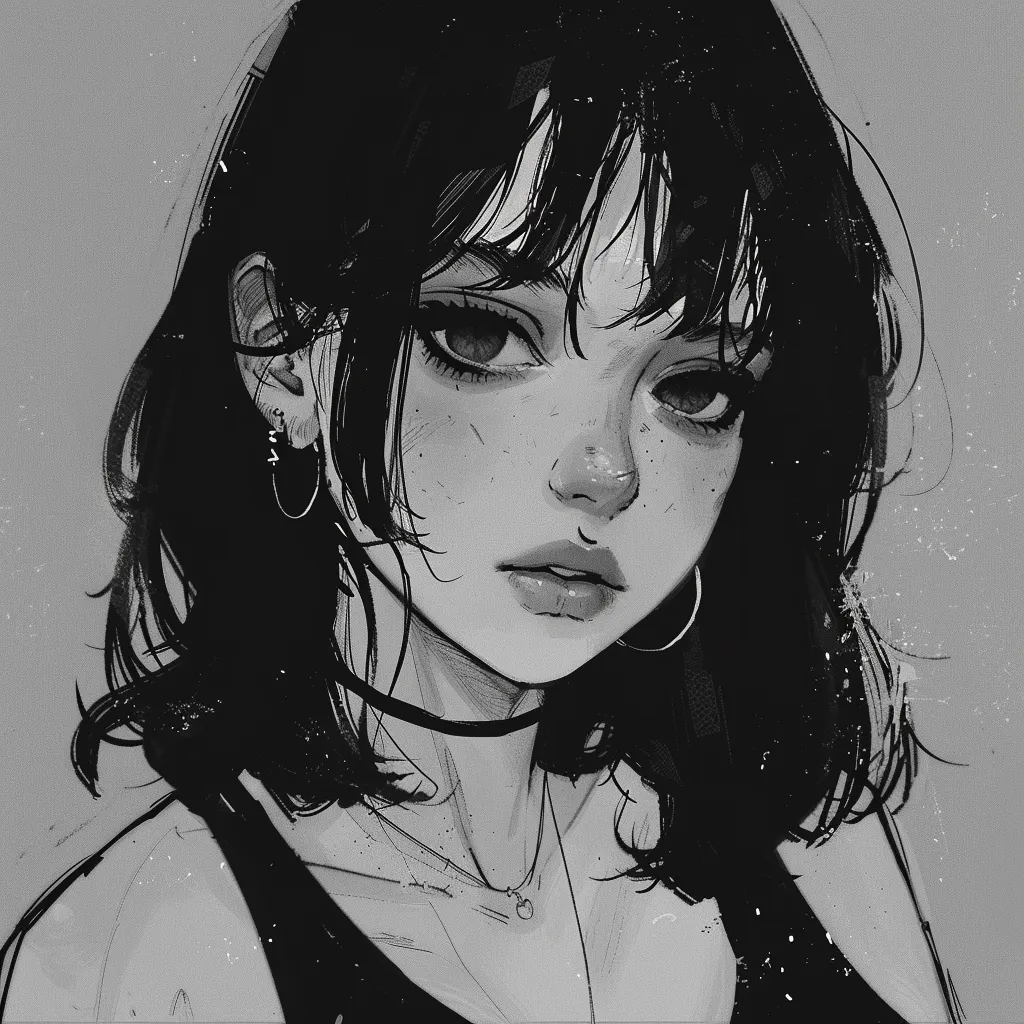 black and white anime pfp aesthetic