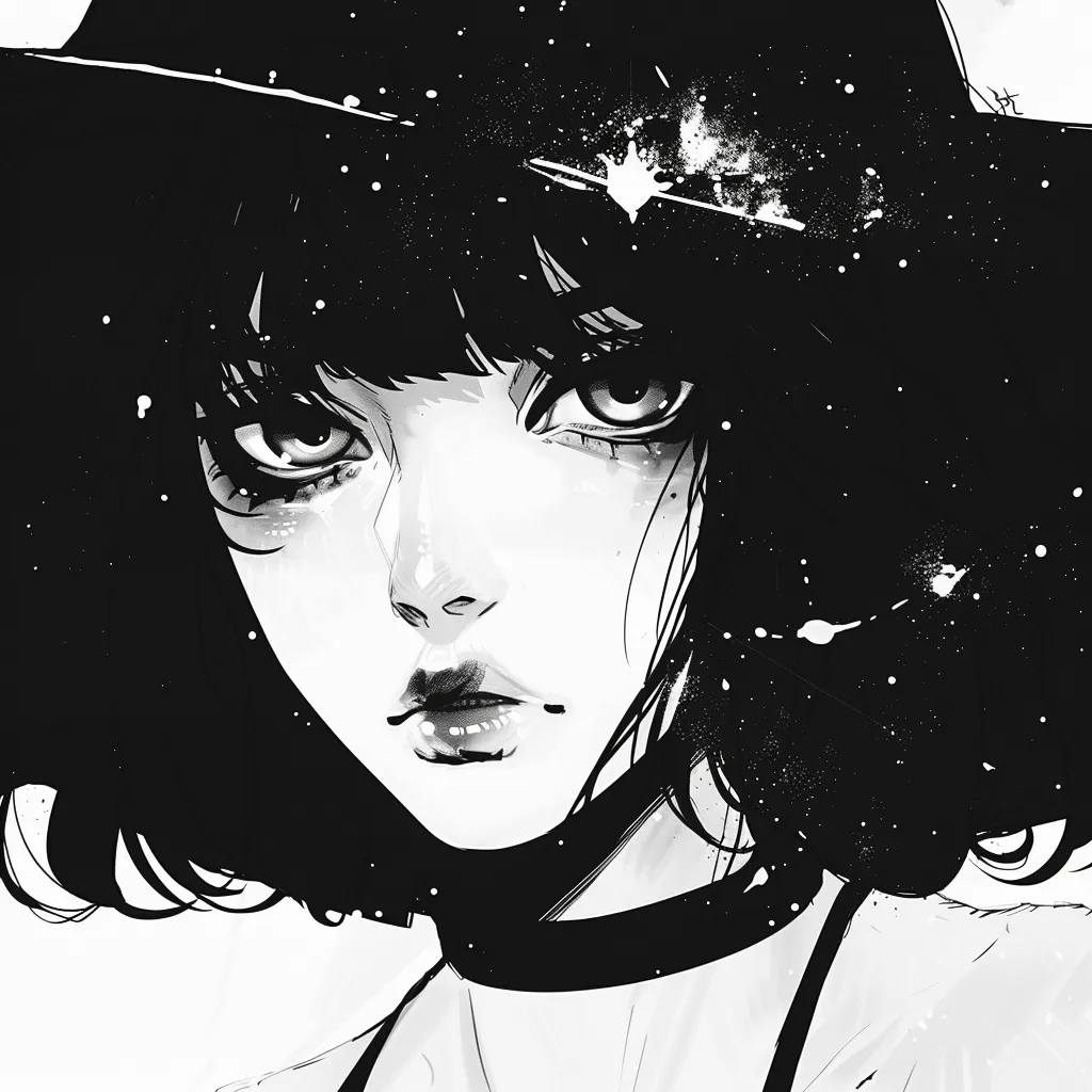 cool anime pfp black and white