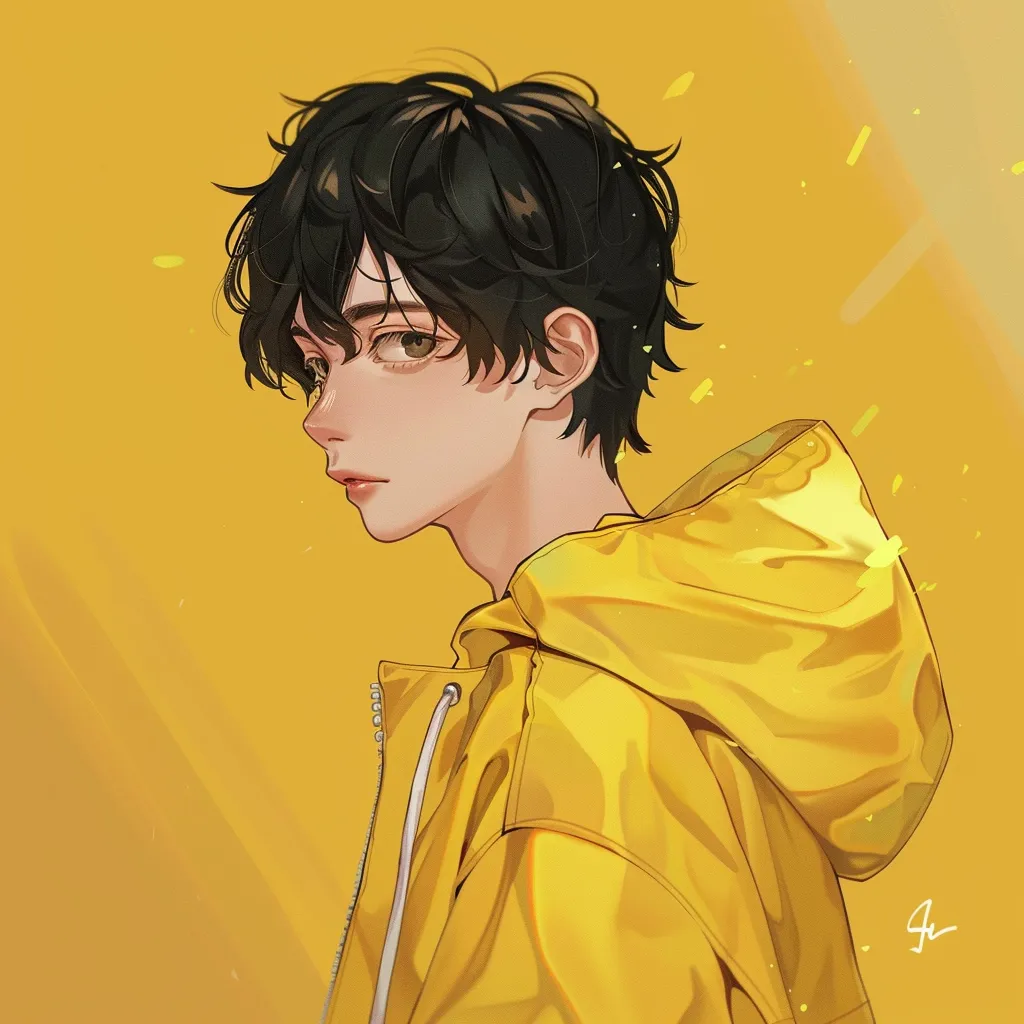 yellow anime pfp yellow, hoodie, study, haikyuu, jjk