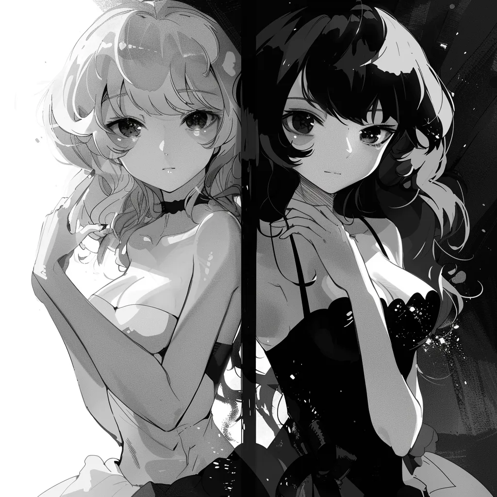 anime black and white matching pfp