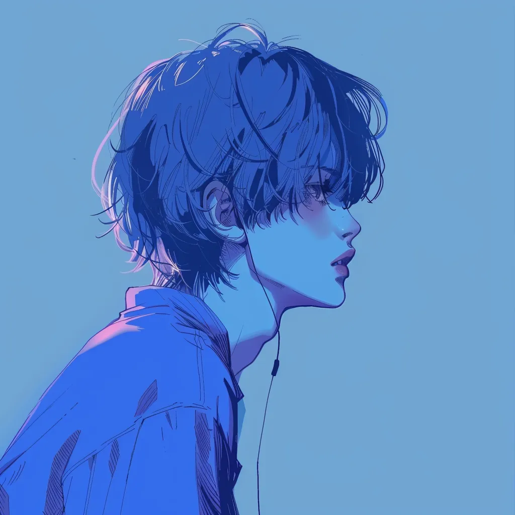 blue anime pfp  boy