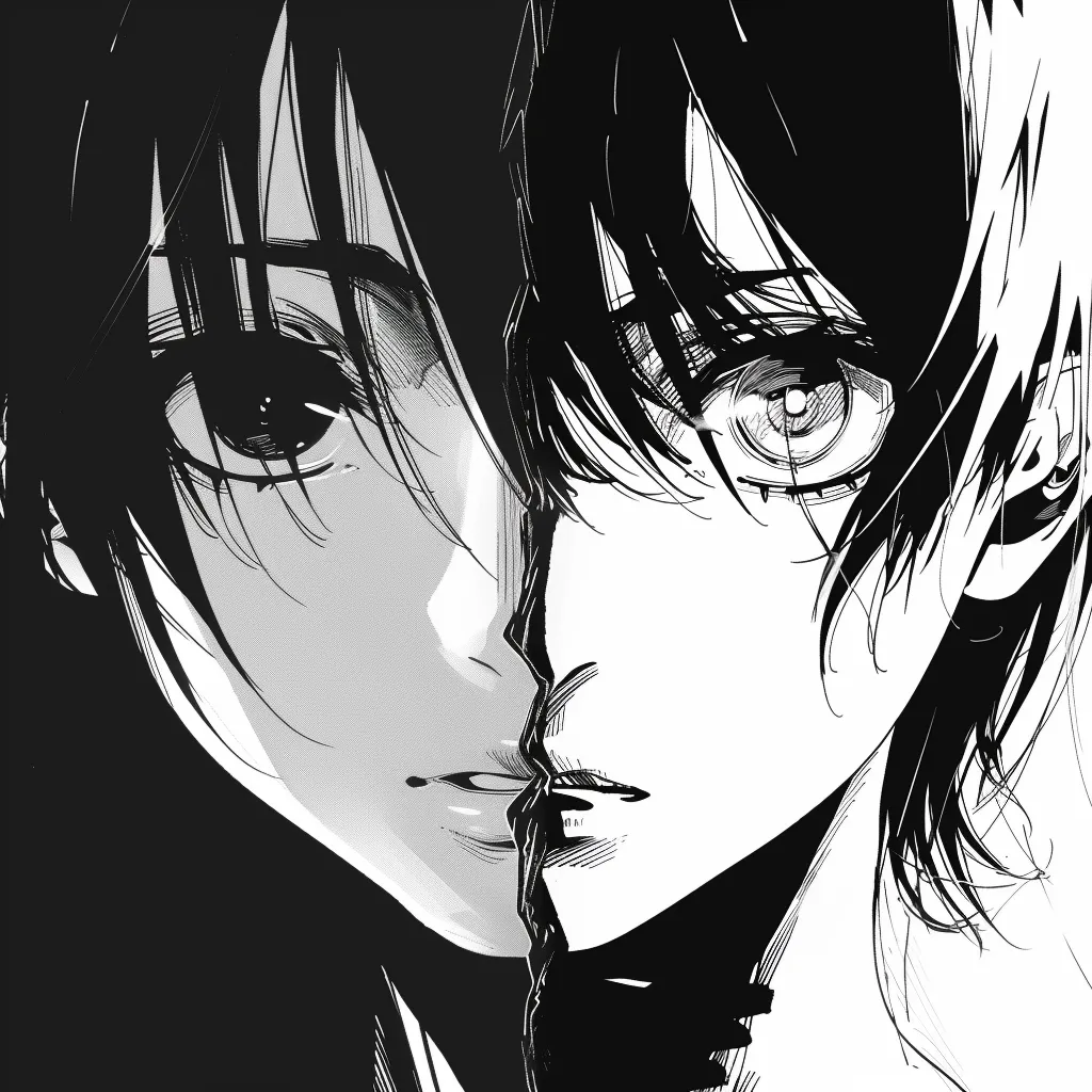 anime pfp black and white matching
