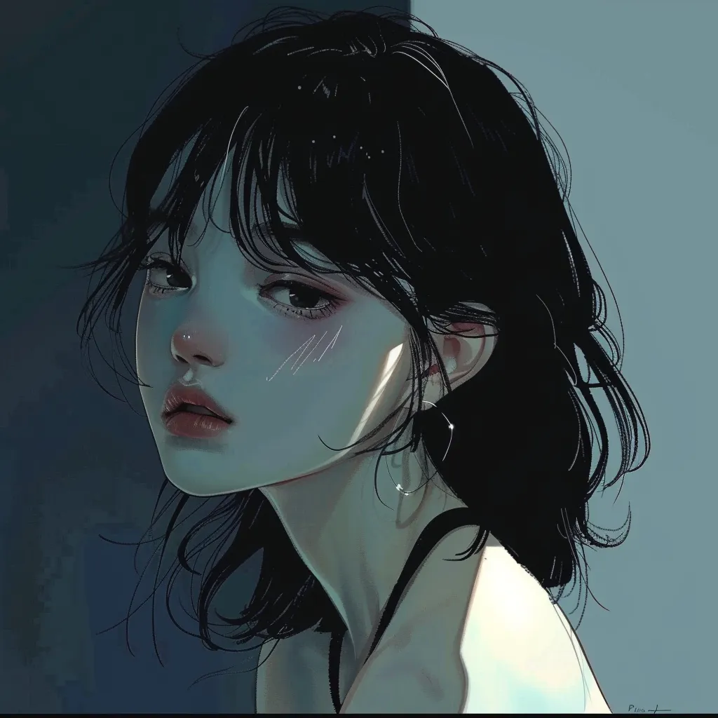 lonely anime pfp study, tear, girl, lofi, yuji