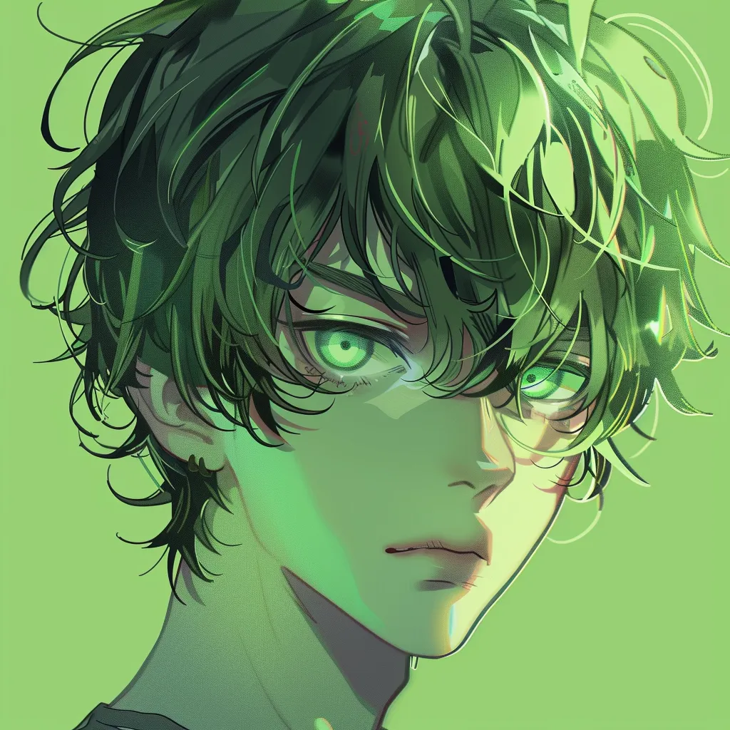 green anime pfp boy