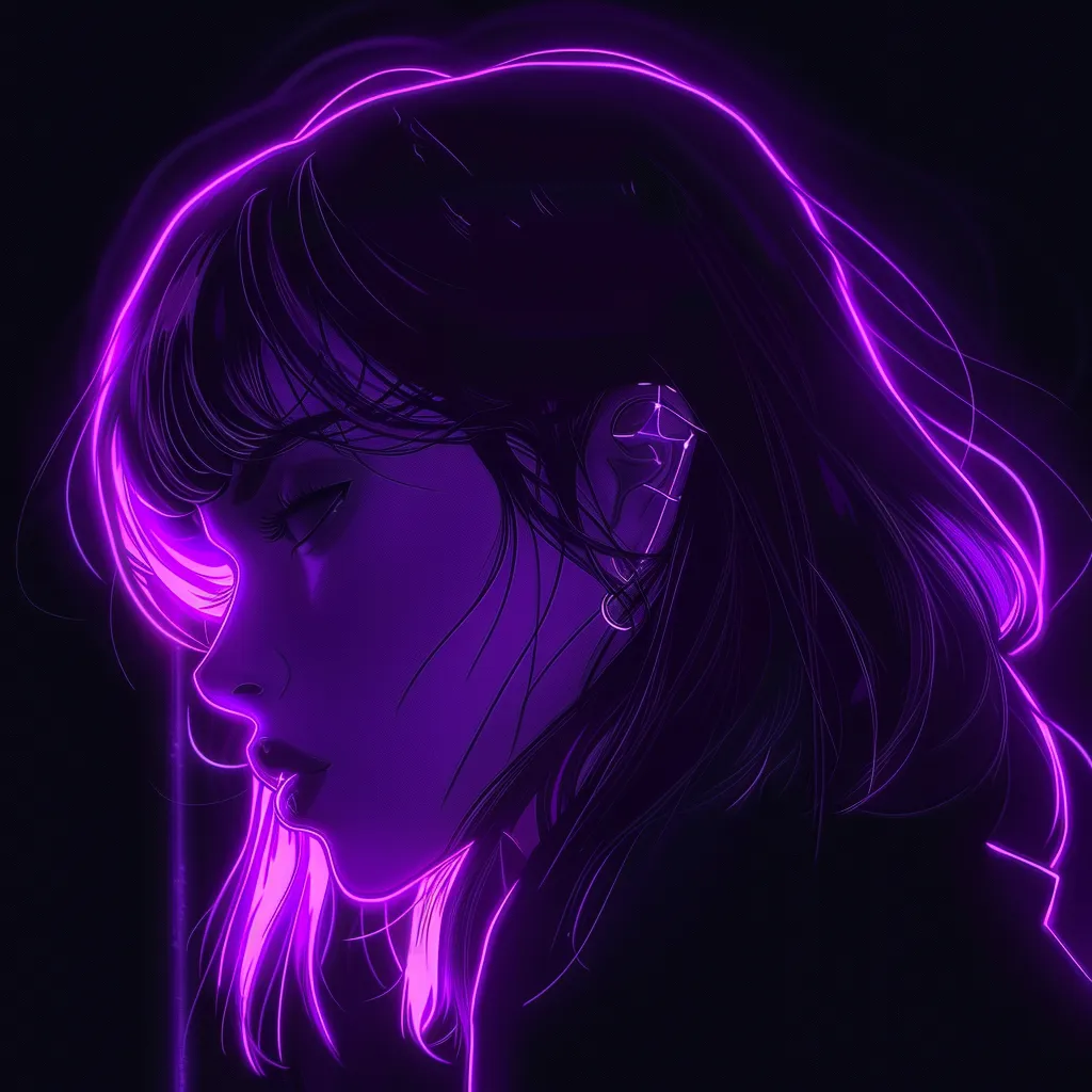 neon anime pfp violet, neon, purple, vent, dark