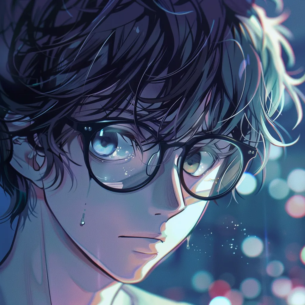 anime pfp glasses glasses, nerd, tear, sigma, joker