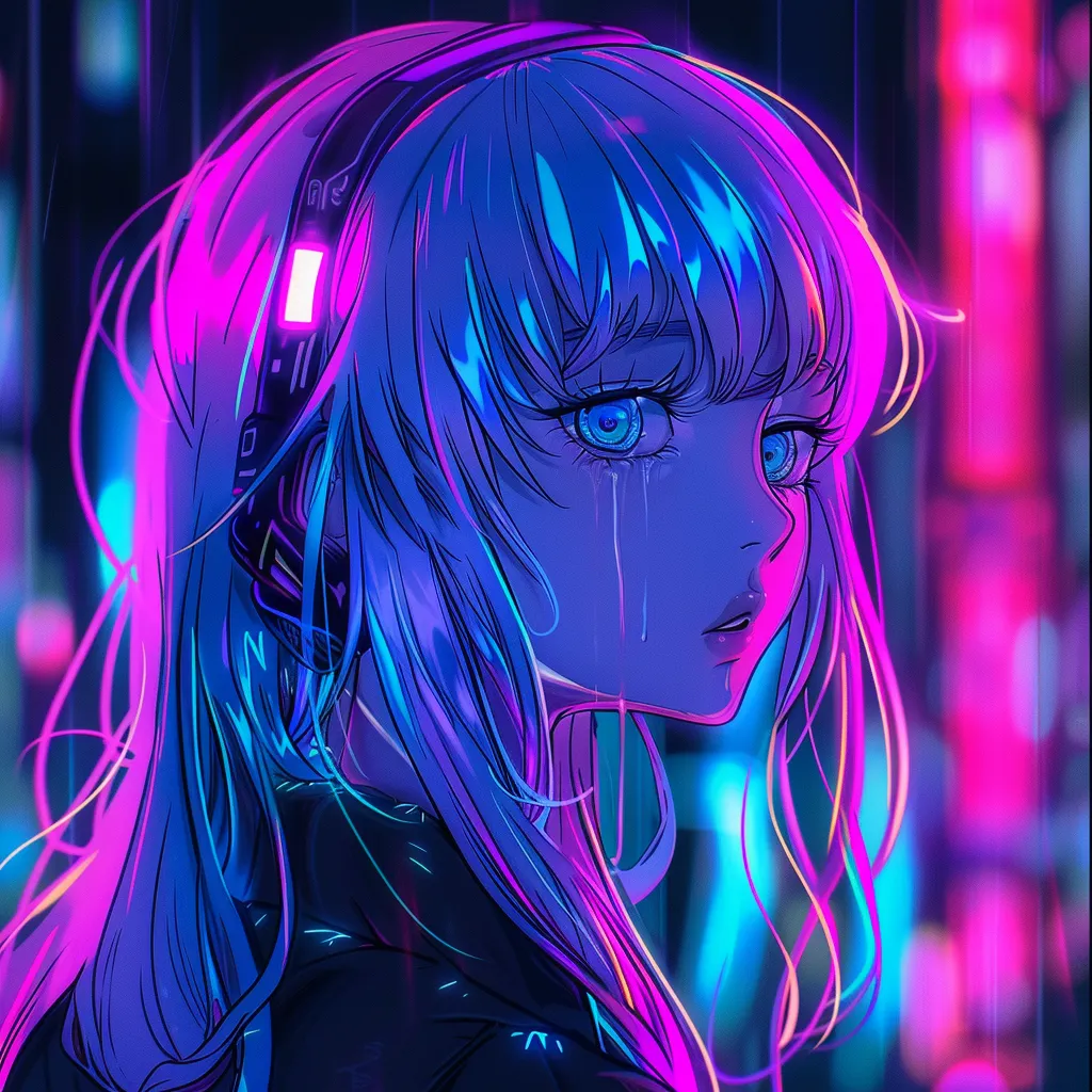 neon anime pfp neon, violet, aesthetic, vent, luka