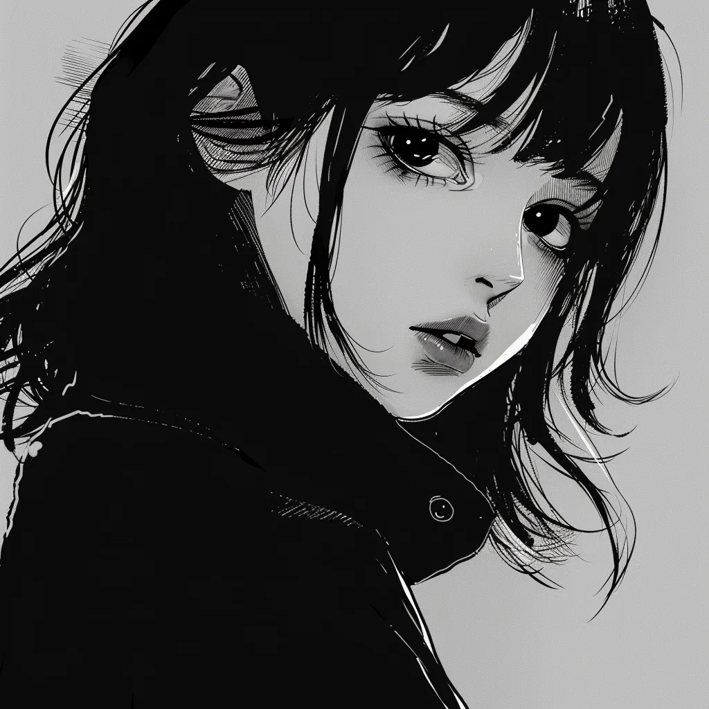 pinterest anime pfp black and white