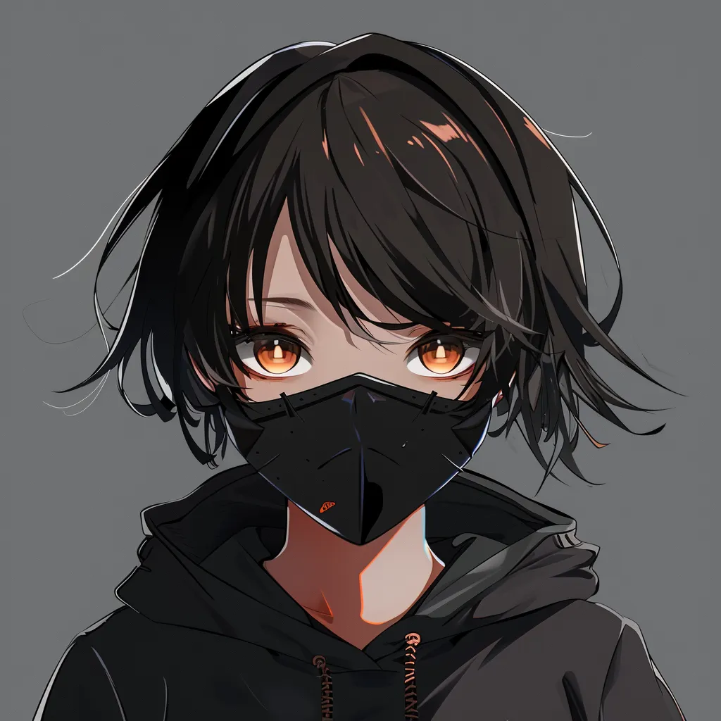 anime pfp with mask hoodie, mask, bungou, nico, unknown